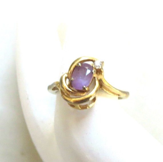 Amethyst & Clear Rhinestone Swirl Ring Vintage Si… - image 7