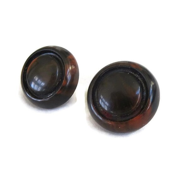 Brown & Butterscotch Swirl Lucite Button Earrings… - image 6