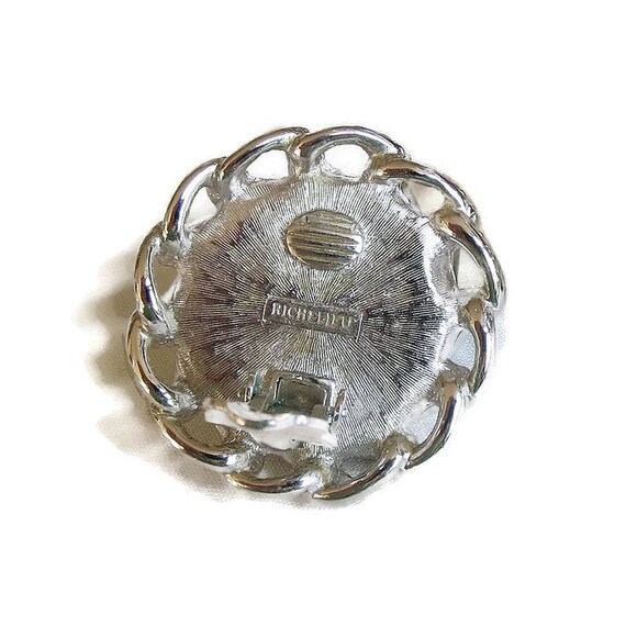 Large White Glass Pearl Button Earrings Encircled… - image 6