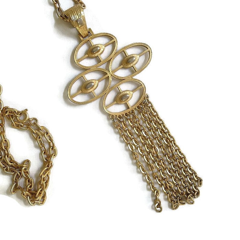 Large Modernist Tassel Pendant Necklace Vintage
