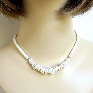 Mother of Pearl MOP Chips & Heishi Necklace Vintage Choker