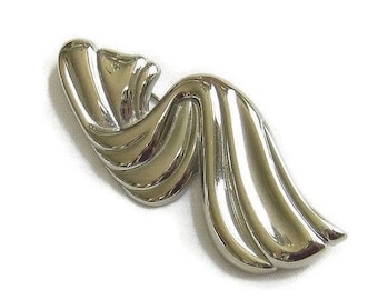 Modernist Swirl Brooch Silver Tone Vintage