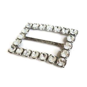 B. Blumenthal Art Deco Antique Pot Metal Clear Rhinestone Belt or Sash Buckle Vintage