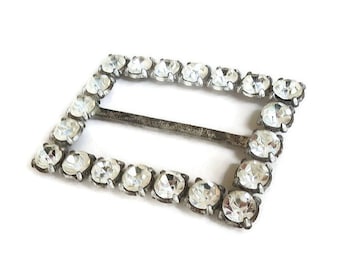 B. Blumenthal Art Deco Antique Pot Metal Clear Rhinestone Belt or Sash Buckle Vintage