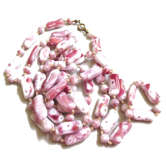 Japanese Handmade Lampwork Beads Necklace Pink an… - image 8