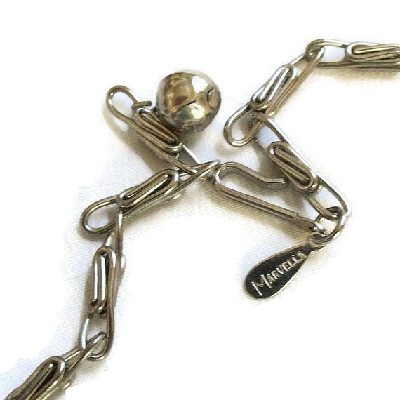 Woven Triple Box Chain Choker Necklace Vintage Si… - image 8