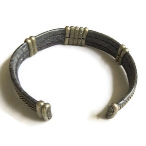 Pewter and Snake Skin Cuff Bracelet Vintage Ethnic Tribal image 4