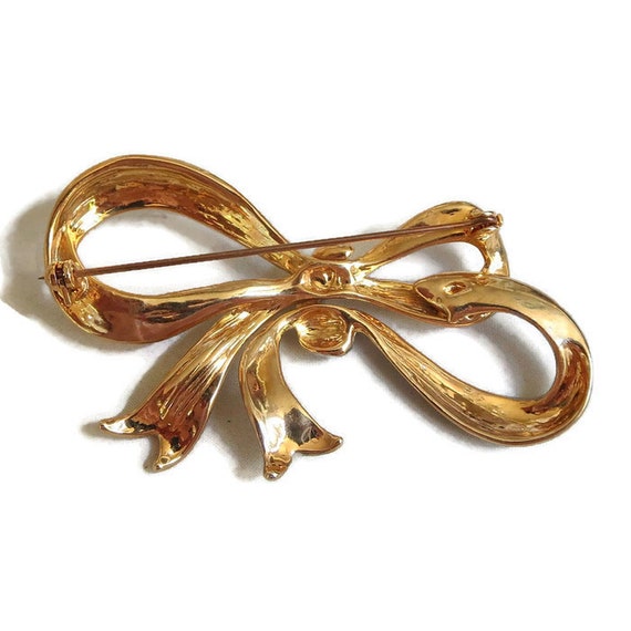 Large Silver and Gold Tone Bow Brooch Vintage - image 8