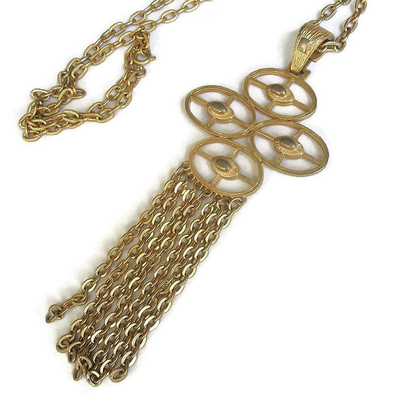 Large Modernist Tassel Pendant Necklace Vintage