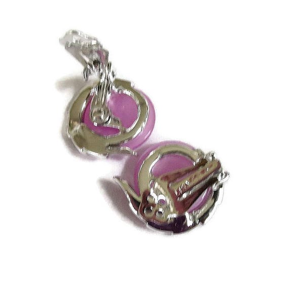 Signed Lisner Pink Enamel & Moonglow Earrings Vin… - image 7