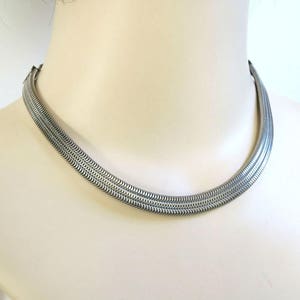 Woven Triple Box Chain Choker Necklace Vintage Signed Marvella image 4