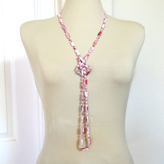 Japanese Handmade Lampwork Beads Necklace Pink an… - image 5