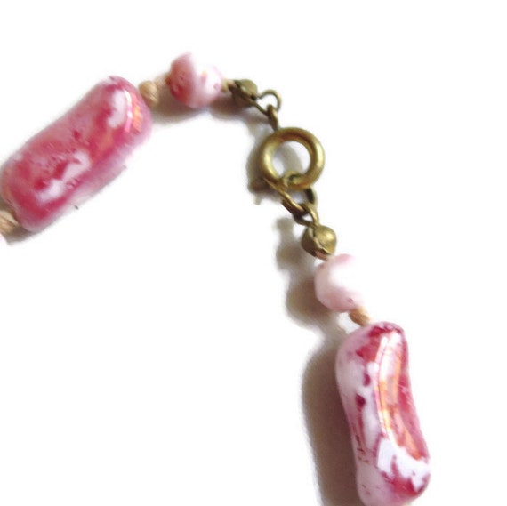 Japanese Handmade Lampwork Beads Necklace Pink an… - image 9