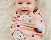 Unicorn Swaddle Blanket: Rainbow Print Cotton Baby Receiving Blanket