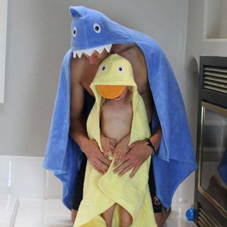 Teen/ small adult Shark hooded towel shark hoodie adult towel adult bath towel beach towel grad gift ships from Texas image 8