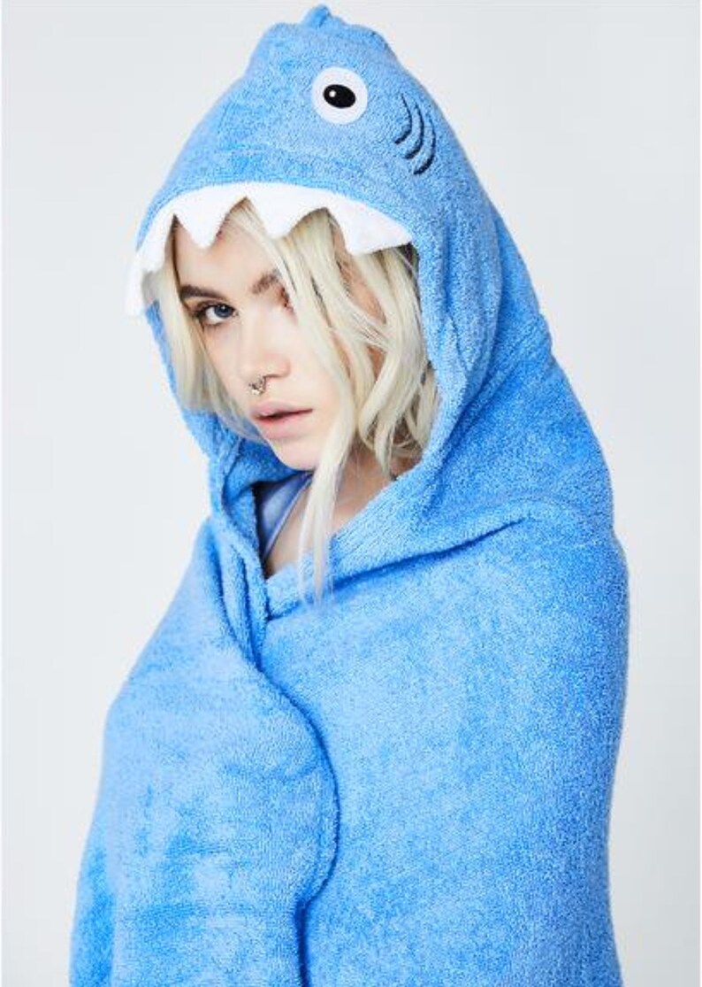 ADULT Shark hooded towel shark hoodie adult towel adult bath | Etsy