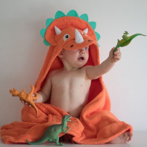 Dinosaur hooded towel for baby and toddler / fits 2-8yrs / Yikes Twins / beach bath pool kids towel / personalized towel / unisex image 4