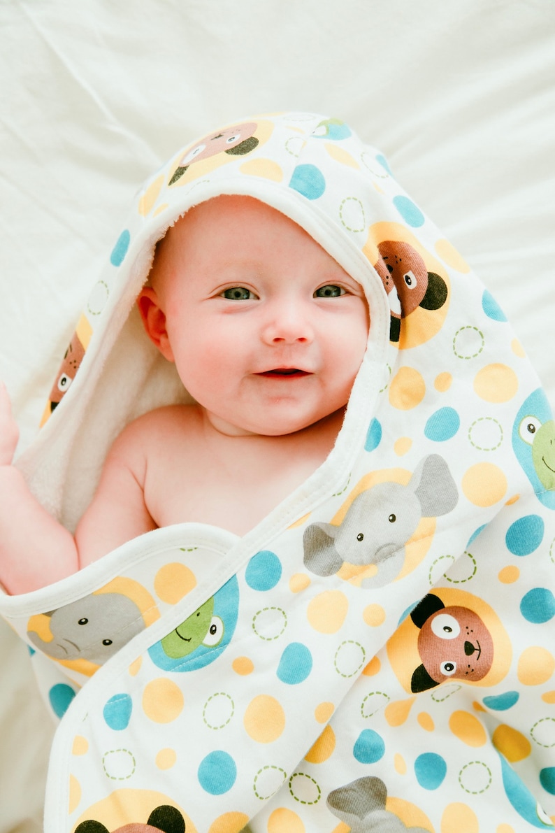Baby animal print Hooded towel for baby baby beach towel Etsy