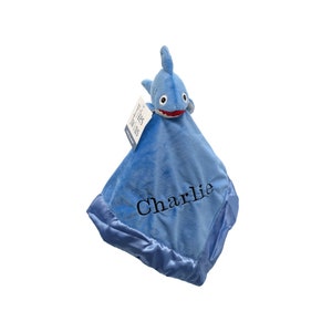 Shark Lovey Blanket /  Security infant Baby Gift / baby shower Shark Week / Personalization available / boy or girl /Ships from Texas