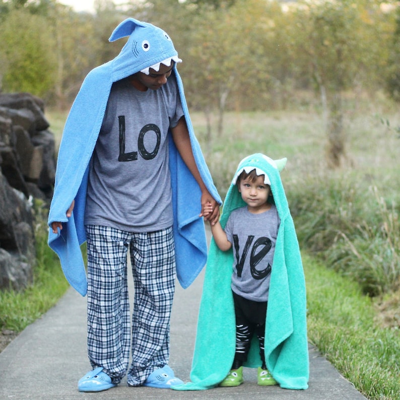 Turquoise Monster hooded towel for baby or toddler / baby towel unisex gift / fits 2-8yrs / Yikes Twins / beach bath pool / personalized image 6