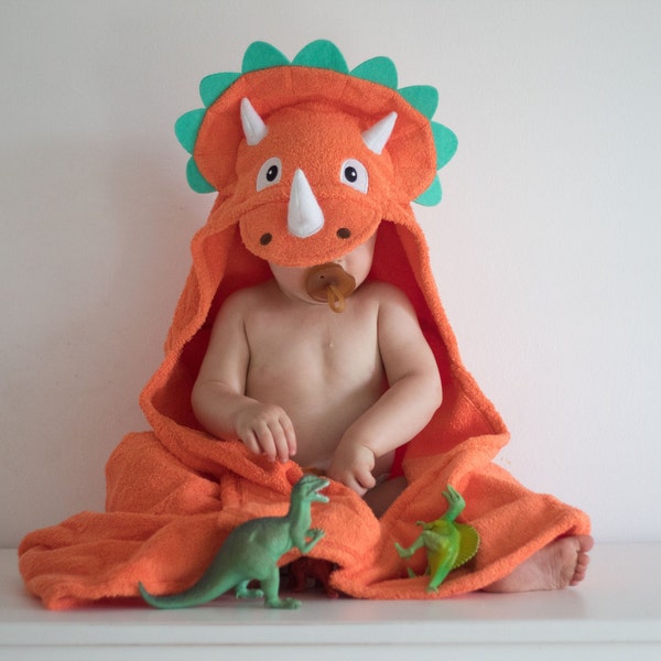 Dinosaur hooded towel for baby and toddler / fits 2-8yrs / Yikes Twins / beach bath pool kids towel / personalized towel / unisex