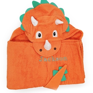 Dinosaur hooded towel for baby and toddler / fits 2-8yrs / Yikes Twins / beach bath pool kids towel / personalized towel / unisex image 3