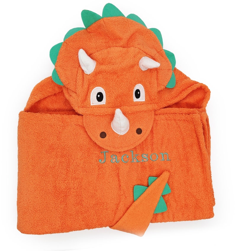 Dinosaur hooded towel for baby and toddler / fits 2-8yrs / Yikes Twins / beach bath pool kids towel / personalized towel / unisex image 3