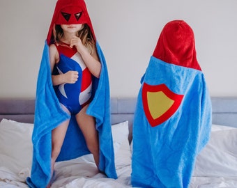 Superhero hooded towel for baby and toddler / fits 2-8yrs / Yikes Twins / beach bath pool kids towel / personalized towel / unisex / spidey