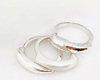 Chunky Sterling Silver "Pebble" Rings In Four Different Finishes, Made In Australia By Ant Haus Designs