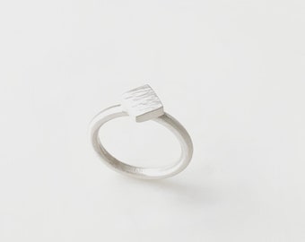 Solid Sterling Silver Petite "Modern Nature" Diamond Shaped Ring, Made In Australia By Ant Haus Designs