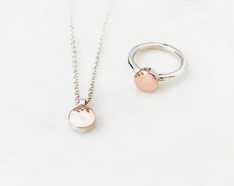 9 Carat Rose Gold and Sterling Silver Round “Gem” Chain Necklace