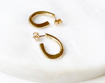 Chunky Yellow Gold Statement Polished Oval Hoop Earrings , Made in Australia By Ant Haus Designs