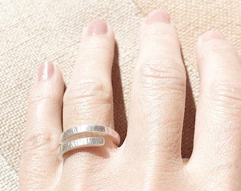 Solid Sterling Silver Petite "Modern Nature" Wrap Ring With Matt/Brushed Line Finish, Made In Australia