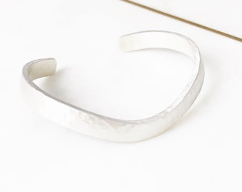 Chunky Sterling Silver Cuff With Matt/Brushed Hammered Finish, Made In Australia By Ant Haus Designs