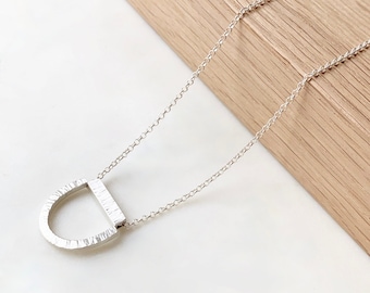 Sterling Silver Solid "Modern Nature" U Shaped Chain Necklace With Brushed/Matt Lined Finish Made In Australia by Ant Haus Designs