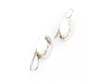 Sterling Silver Earrings With Oval Textured Drop