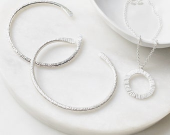 Hammered Sterling Silver Cuff Bracelet: Modern Nature, Polished Finish