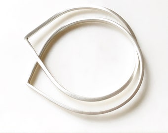 Sterling Silver Bangle Set with Teardrop Shape