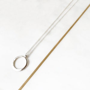 Sterling Silver Modern Form Hammered Circle Chain Necklace By Ant Haus image 7