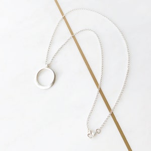 Sterling Silver Modern Form Hammered Circle Chain Necklace By Ant Haus image 5