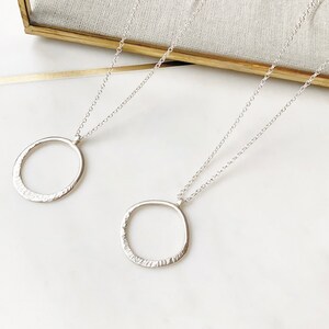 Sterling Silver Modern Form Hammered Circle Chain Necklace By Ant Haus image 10