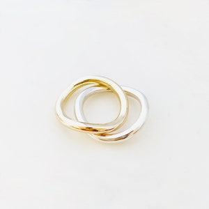 Solid Yellow Gold and Sterling Silver Curved Two Ring Stack With Polished Finish, Made in Australia by Ant Haus Designs image 9