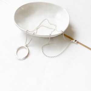 Sterling Silver Modern Form Hammered Circle Chain Necklace By Ant Haus image 3