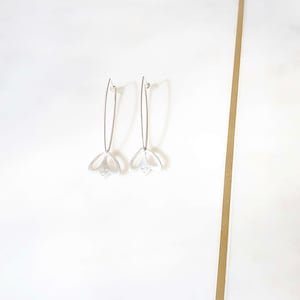 Sterling Silver Drop Earrings Sweet Tulip With Matt/Brushed Finish, Made In Australia image 5