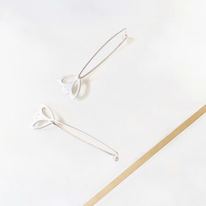 Sterling Silver Drop Earrings Sweet Tulip With Matt/Brushed Finish, Made In Australia image 4