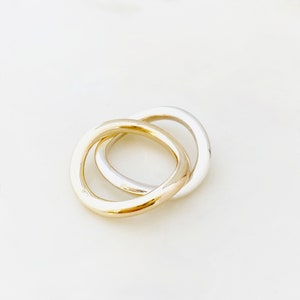 Solid Yellow Gold and Sterling Silver Curved Two Ring Stack With Polished Finish, Made in Australia by Ant Haus Designs image 8