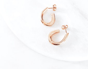 Chunky Rose Gold Statement Polished Oval Hoop Earrings , Made in Australia By Ant Haus Designs