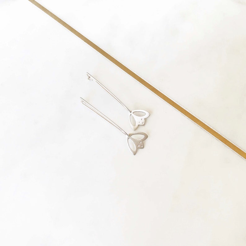 Sterling Silver Drop Earrings Sweet Tulip With Matt/Brushed Finish, Made In Australia image 3