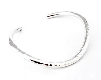 Sterling Silver Cuff with Hammered Polished Finish, Made In Australia By Ant Haus Designs