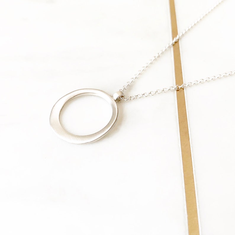 Sterling Silver Modern Form Hammered Circle Chain Necklace By Ant Haus image 8